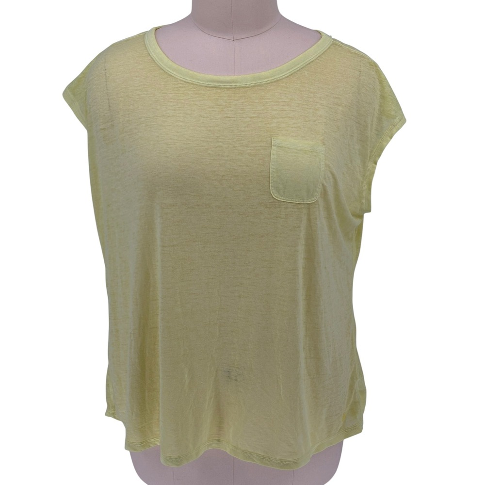 Talbots Pocket‎ Tee Yellow Cap Sleeve Slub Knit Top 3X
